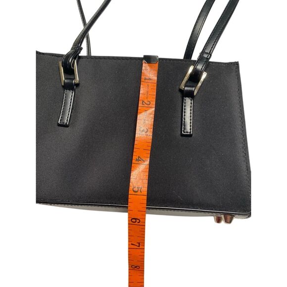 Black Mini Structured Shoulder Bag Gold Hardware Faux Leather Purse Handbag - Picture 15 of 16